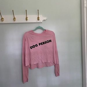 WILDFOX waffle knit pink “Dog Person” long sleeve
